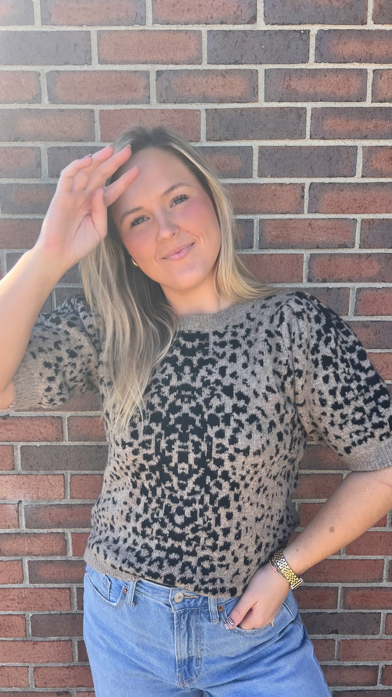 Brown Printed Sweater