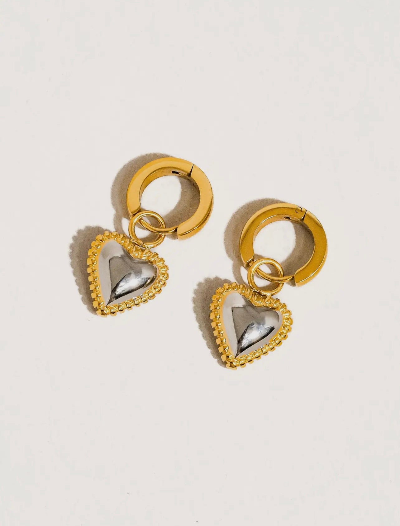 Two Tone Heart Earrings