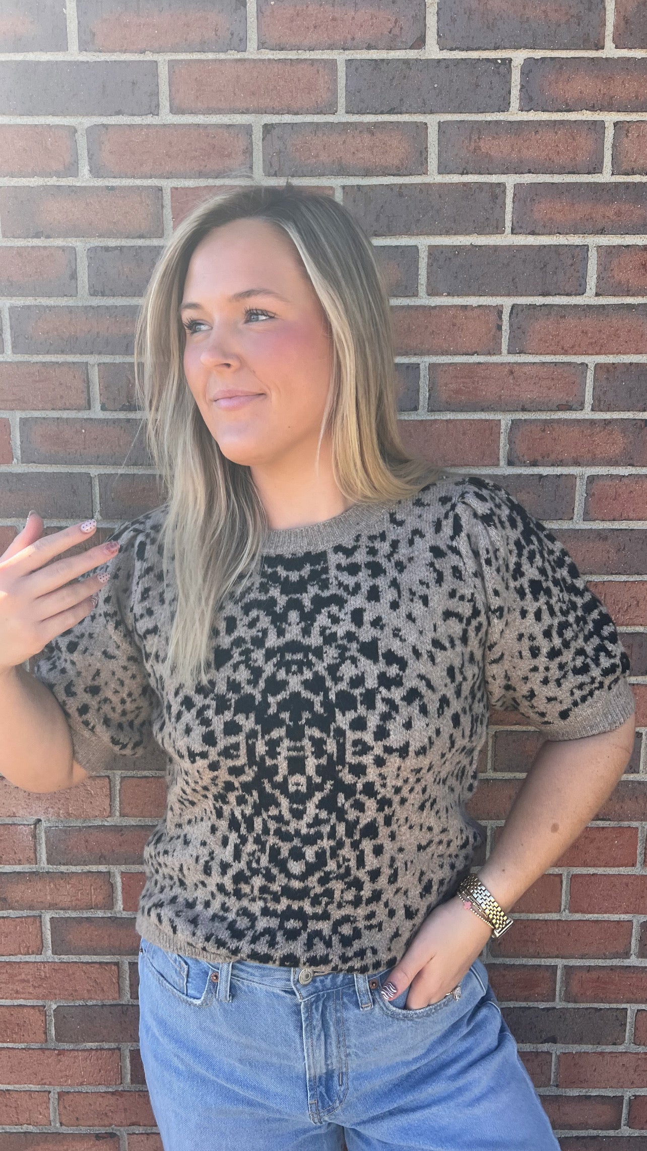 Brown Printed Sweater