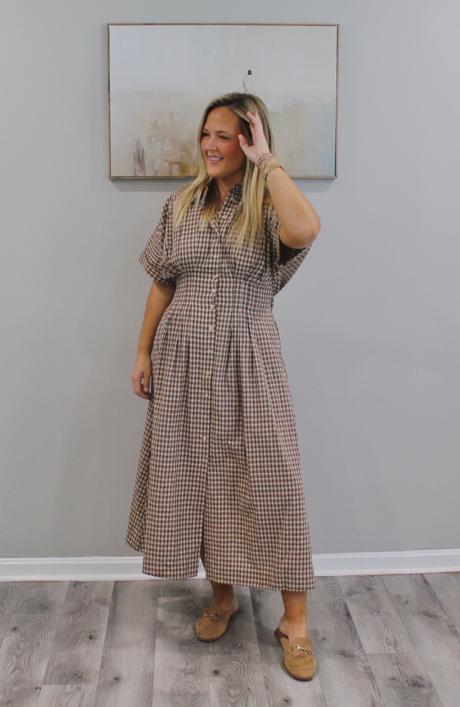 Walnut Gingham Maxi