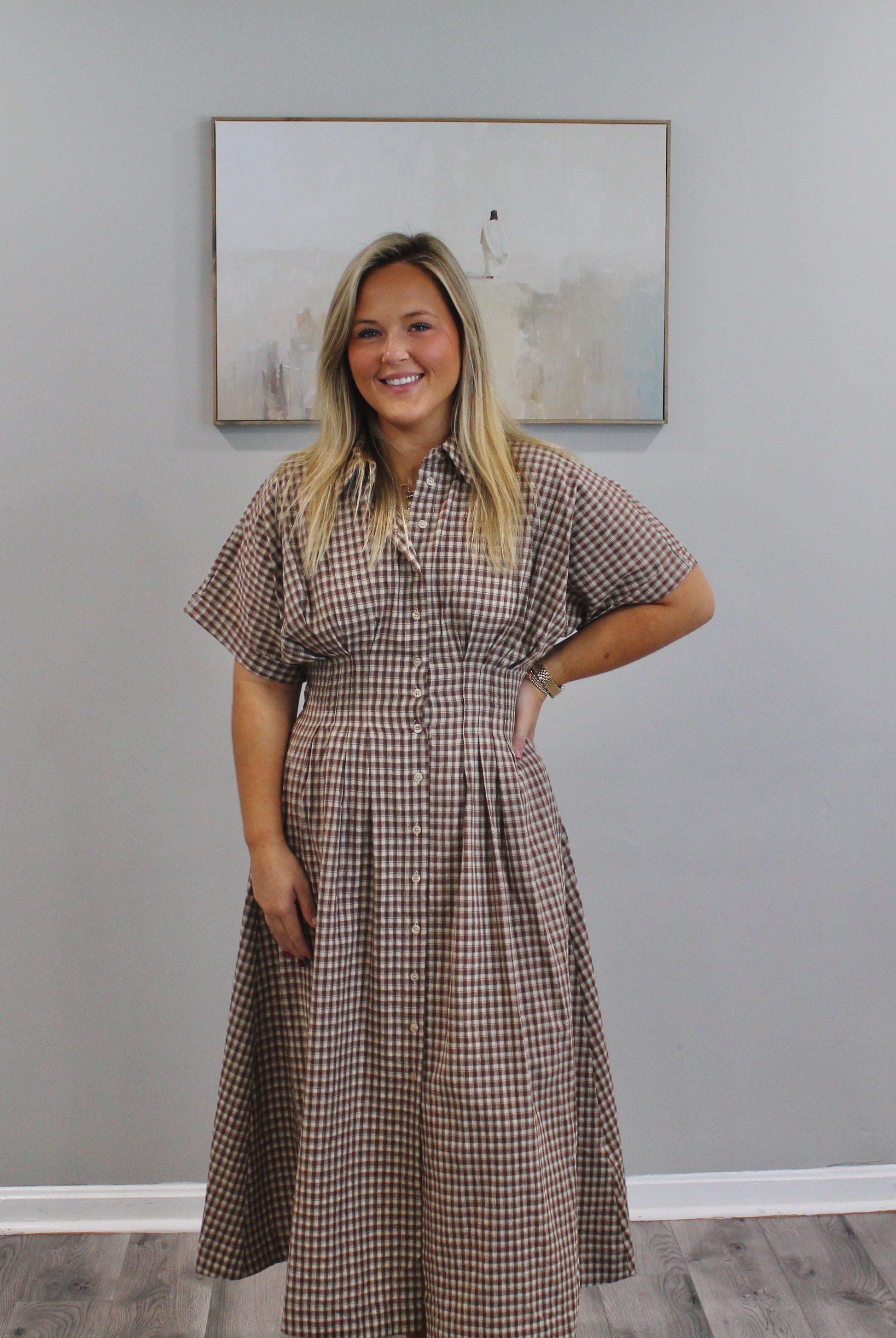 Walnut Gingham Maxi