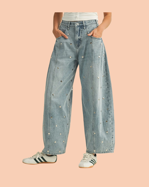 Studded Barrel Jean